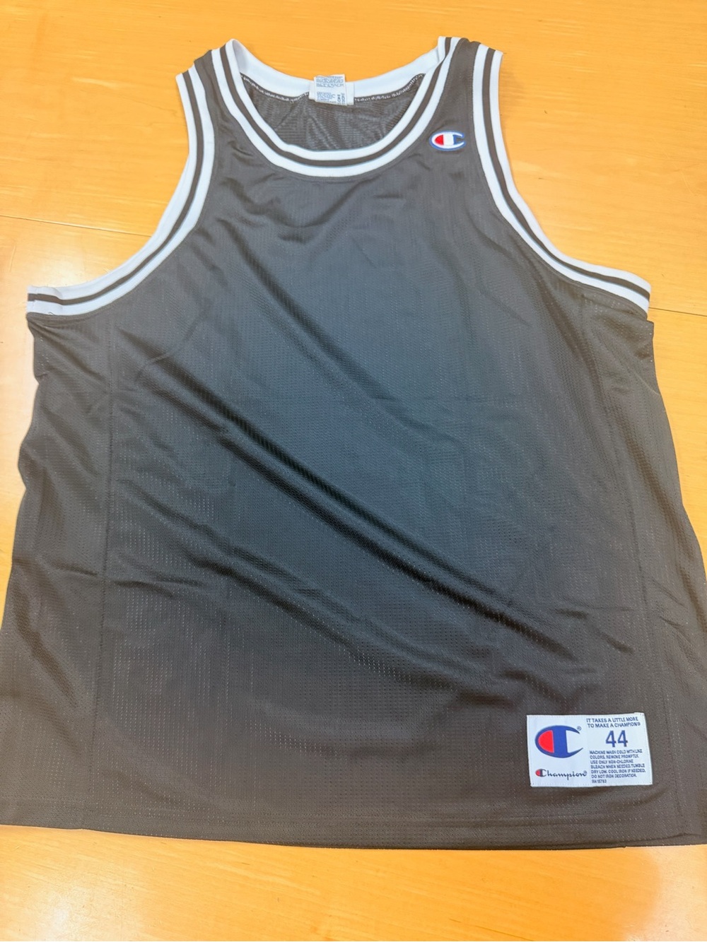 Champion Men's Black Mesh Plain Jersey Tank Top 44 - Classic Logo